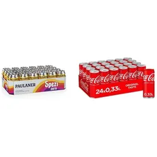 Paulaner Spezi Zero, 24er Dosentray, EINWEG (24 x 0,33l) & Coca-Cola Classic, Pure Erfrischung mit unverwechselbarem Coke Geschmack in stylischem Kultdesign, EINWEG Dose (24 x 330 ml)