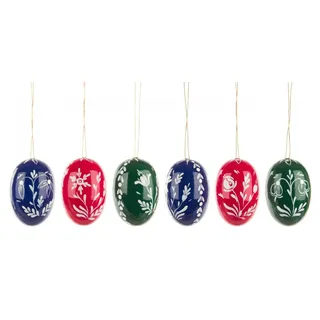 Ostereier groß mit weißen Blumen (6) H=5,5cm NEU Strauchbehang Baumbehang Ostern