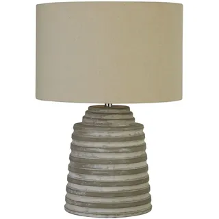 Licht-Erlebnisse Blake Tischleuchte Beton Stoff Grau E14 43 cm Nachttisch