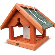 Bild von Vogelhaus Buchfink aus Holz - Futterhaus zum Aufhängen mit Futtersilo