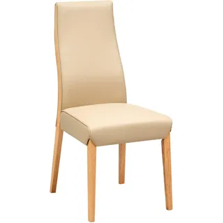 Livetastic Stuhl , Holz, Leder , Echtleder , Rindleder , Eiche , massiv , 47x104x61 cm , Esszimmer, Stühle, Esszimmerstühle