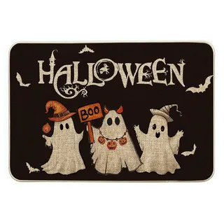 Artoid Mode Geist Fledermaus Halloween Fußmatte, Saisonale Boo Dekoration Küche Teppich Bodenmatte für Innen Außen Dekor 40x60 cm