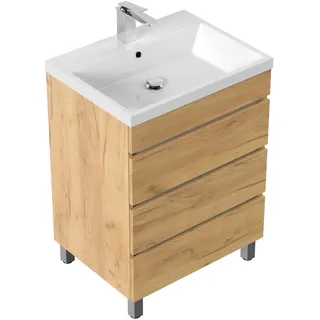 Posseik Stand-Badmöbel Fellini 70 SoftClose mit 3 Schubladen eiche gold