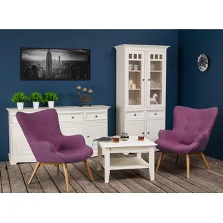 Klassische Design Möbel Gruppe 2tlg Set Stil Landhaus Vitrine Kommode Möbel Holz