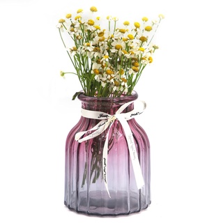 OFFIDIX Glasvase Gradient Multicolor Vase, Zuhause, Büro, Wohnzimmerdekoration Glasblumenvase (Lila Grau)