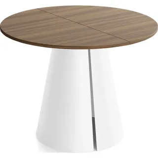 WFL Group Esstisch Lamio runder ausziehbarer, Walnuss Braun 100-180/100/76 cm , Walnussfarben , Metall , Nachbildung , Rund,Rund , 176x76x100 cm , Esszimmer, Esstische