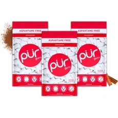 Pur Gum | Zuckerfreier Kaugummi | 100% Xylit | Vegan, Aspartamfrei, Glutenfrei & Diabetikerfreundlich | Natürlicher Kaugummi Mit Cinnamon Geschmack, 55 Stück (3er Pack)