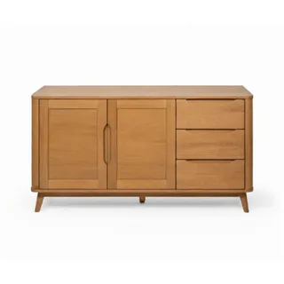 Woodek Sideboard Nora, Natur Massiveiche , Beige , Holz , Echtholz,Eiche , 45x80x150 cm , FSC 100% , Kleinmöbel, Kommoden, Sideboards