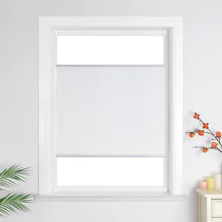 Heichkell Wabenplissee ohne Bohren Rollo Sonnenschutz Sichtschutz Doppelplissee Klemmfix Plissee Farbecht für Fenster und Tür, Weiß BxH 85x130 cm