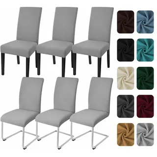 Yugarlibi Stuhlhussen 6er Set Stretch Stuhlbezug Schwingstuhl Hellgrau | Elastische Stuhlhussen Schwingstuhl Stuhlbezug Universal Esszimmerstühle Bezug Waschbare hussen für stühle Küche Hochzeit