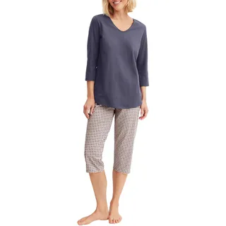 CALIDA Blooming Nights 3/4-Pyjama Damen | 100% Baumwolle, atmungsaktiv, geschmeidig, 3/4-Länge