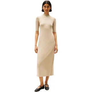 Tommy Hilfiger Damen Bodycon Kleid Slim Rib Midi Länge, Beige (Sandalwood), XXS