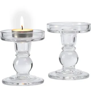 Relaxdays Teelichthalter 2Xkerzenhalter Glas Transparent