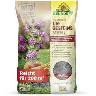 Neudorff UrgesteinsMehl - Natürliches Diabasgesteinsmehl mit natürlicher Langzeitwirkung zur Bodenverbesserung für alle Bodenarten, 20 kg für 200 m2