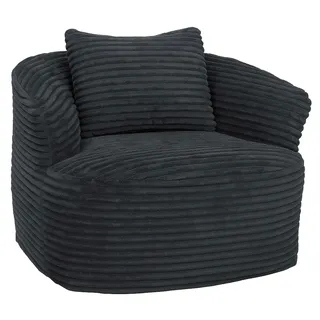 Mendler Sessel HWC-P18, Loungesessel Relaxsessel Polstersessel Cocktailsessel, Stoff/Textil Cord (370g/m2) ~ dunkelgrau