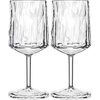 Koziol Superglas Club No. 9, 2 Stück, 200 ml, Weinglas mit Stiel aus kristallklarem Kunststoff, luxuriös, unzerbrechlich, wiederverwendbar, Party, Camping, 2er Set (luxury light grey)
