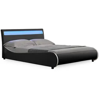 Corium Polsterbett Valencia 180x200cm Schwarz mit weißer Kante - Schwarz