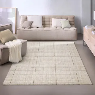 WECON HOME "Milly", rechteckig 11 mm Höhe Kurzflorteppich, handgewebt, Naturfaser, Linienmuster, Wohnzimmer,