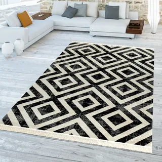 TT Home In-& Outdoorteppich Wetterfest Balkon Teppich Küche Rauten Design Soft Skandi Design Geometrisches Design Größe 160 cm Rund