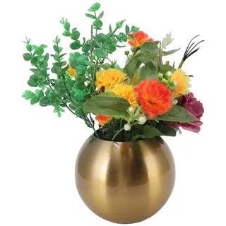 Tomotato Ball Vase, 14×12cm Nordischer Stil Modern Edelstahl Runde Blumenvase Kleine Vasen für Wohnzimmer Büro Tischdekoration Hochzeiten Ornament (Gold)
