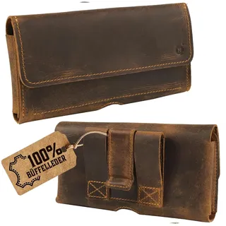 Moonster Echtleder Smartphone Gürteltasche Herren mit Clip – Langlebige, Handgemachte Handytasche Gürtel – Horizontale Handy Gürteltasche mit Magnetverschluss – Herren Gürteltasche Leder - Belt Bag