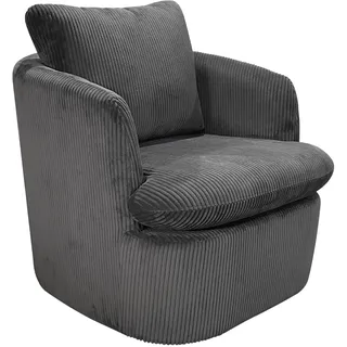 byLIVING Sessel Harmony Grob-Cord 72 x 78 x 77 cm Dunkelgrau mit Kissen