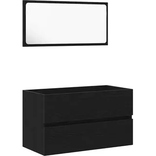 Badezimmermöbel-Set 2 pcs Schwarz Eichen-Optik Holzwerkstoff - Schwarz