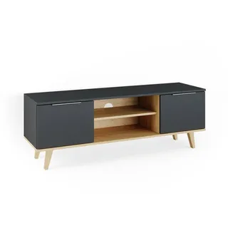 Vicco Lowboard Fernsehschrank Sideboard Neptune TV-Fernsehtisch Anthrazit/Buche