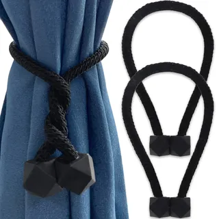 Yatinkim Magnetische Vorhang Raffhalter Schwarz 2 Stück Raffhalter für Vorhänge Halter Gardinenhalter Magnetisch für Gardinen Schnallen Holdbacks Halter Haken Clip Zuhause Schlafzimmer Haus