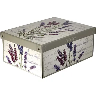 Aufbewahrungsbox mit Duftdeckel Lavendel aus Karton für Kleidung und Wäsche, parfümiert Kisten aufbewahrung, saisonaler Wechsel, Organizer Ideal für Vakuumbeutel oder Geschenkbox 35x25x17,5 cm