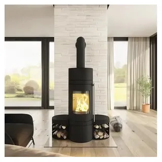 Kaminofen Haas & Sohn Menton RUL Stahl schwarz 5,5 kW mit Holzfach