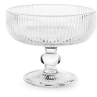 H&H Set mit 6 transparenten Schalen aus Epoque-Glas mit Füßen, Fassungsvermögen 30 cl, ideal für Eis und Obstsalat, spülmaschinenfest