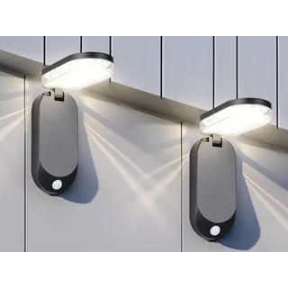 2er SET Solarleuchte mit Bewegungsmelder und Dauerlicht Carport Beleuchtung 25cm