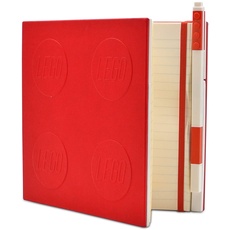 Bild von LEGO Stationary Locking Notebook - Schreibwaren Notizbuch mit Gelstift - Notizbuch mit 352 quadratischen Papierseiten und Gelschreiber - Rot