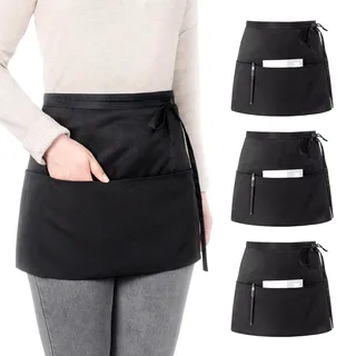 Viedouce Schürze,Wasserdicht Kurze Taille Kochschürze mit 2 Taschen, Küchenschürze,Grillschürze,Küchenschürze für Frauen Männer Restaurant Server Chef Kellnerin Kellner Barista