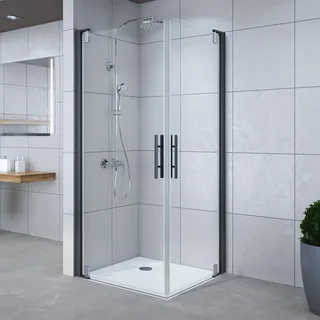 Breuer Europa Design Duschkabine mit Drehtür 200 x 200 cm schwarz Klarglas 8 mm