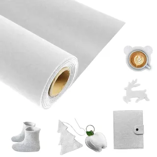 Filz Meterware,50 cm×300 cm Tischläufer Filz 3 mm dick Filzstoff Filzmatten zum Zuschneiden Nadelfilz für Kleidung, Accessoires, Dekorationen (Weiß, 50 cm×300 cm)