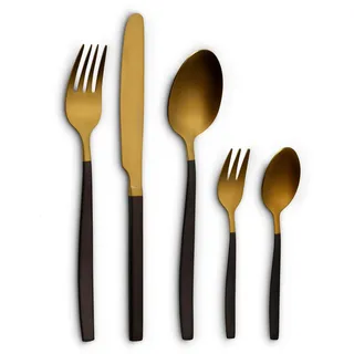 ECHTWERK Tafelbesteck Positano Due-Gold/Black Edition, 20-teilig, für 4 Personen, 18/10 mattiert, Edelstahl, Hochwertiges Besteck Set, für Esstisch, Tischdeko für Hochzeiten und festliche Tafeln