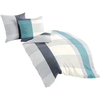 BIERBAUM Bettwäsche 4643, Mako-Satin, Designed in Germany, ozean 15, 135x200 + 80x80 cm