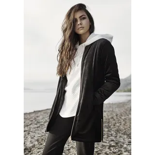 Urban Classics Damen Leichte Jacke Ladies Long Velvet Jacket Black-S - Schwarz