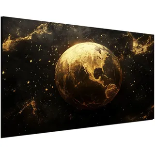 DARO Design® Wandbild Groß 70x50 cm Wohnzimmer Wanddeko Schlafzimmer Zimmerdeko Wandgemälde Zimmer Deko auf Wand Dekoration Wall Art Erde Erdball Globus Weltraum Weltall Sterne