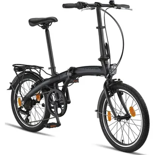 licorne bike gmbh Licorne Bike Phoenix 2D, 20 Zoll Aluminium-Faltrad-Klapprad, Scheibenbremse, Discbremse, V-Bremse Faltfahrrad Herren-Damen 7 Gang Kettenschaltung Folding City Bike, StVZO, (V-Bremse, Schwarz-Anthrazit)