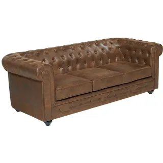 vente-unique Sofa 3-Sitzer - Microfaser - Vintage-Look - CHESTERFIELD