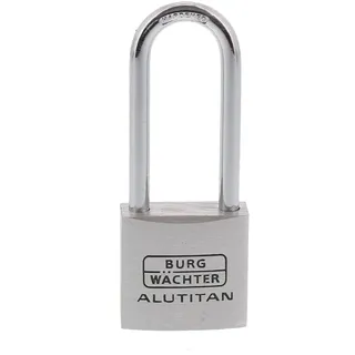 Burg Wächter Vorhängeschloss mit Schlüssel, 5,7 mm Bügelstärke, massives Aluminiumschloss, Innenwerk rostfrei, Gehärtet, Alutitan 770 HB 30 45 SB