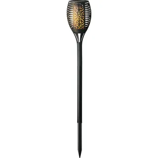 LED Solar Beleuchtung Fackel Flammeneffekt 61cm Kunststoff Warmweiß - Schwarz