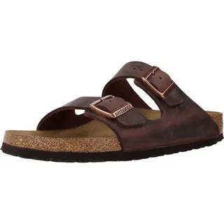 Birkenstock für Damen. 452763 Sandalen aus Leder Arizona Soft Footbed Oiled (Schmale Passform) braun (41), Wohnung, Keine, Lässig