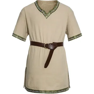 Generisch Mittelalter Tunika Herren 6XL, 4XL, M Leinen Kurzarm Blue, Black Einfarbig Sommer Freizeit (Casual) Männer Hemd, Tunika