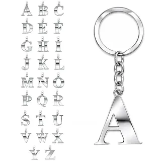 Soul-Cats Schlüsselanhänger Buchstaben Silber A-Z glänzend Initialen Schlüsselbund Edelstahl, Buchstabe A