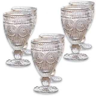 LOBERON Gläser 6er Set Leatrice, klar | Trinkgläser, Eindrucksvolles Oberflächen-Relief, Sehr robustes Klarglas, Passend zum seriengleichen Getränkespender