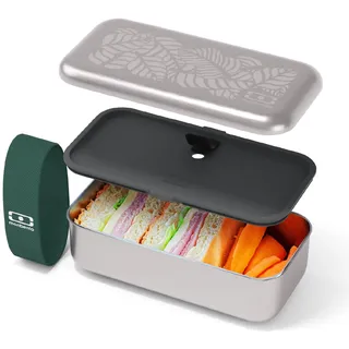 monbento - Metall brotdose MB Sense Jungle - Edelstahl Lunchbox mit luftdichtem Deckel - Büro/Meal Prep/Schule - Lunchbox-Lebensmittelbehälter - Ofen-, mikrowellen-, gefrier, spülmaschinenfest - Laub